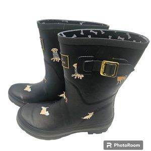 Joules Black Dogs Molly Wellies Never Worn Sz 7